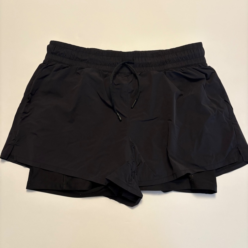 Spyder Active Shorts Women Large Black 2-in-1 Layered Running Gym 0628
